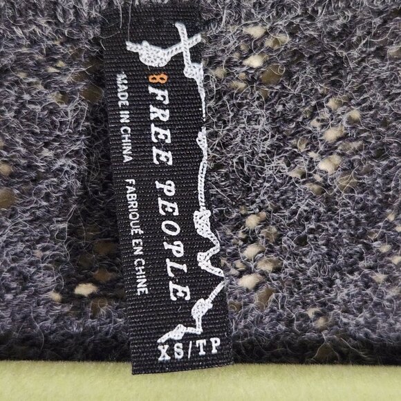 Free People Gray Open Knit Ruched V Neck Sweater Dress Size XS - Picture 6 of 7